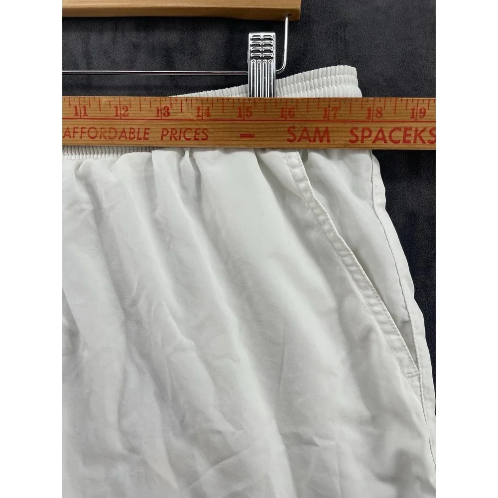 Y2K Adidas Men White Swim Trunks Shorts Size L‎ Mesh Lined Pockets Logo